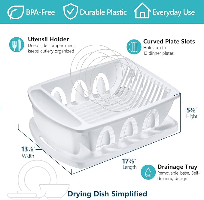 Tribello Sink Dish Drying Rack, Large Heavy Duty Hard Plastic Sink Set - Image 2
