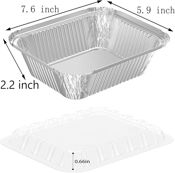 100 Pack 2 lb Rectangular Disposable Aluminum Foil Pan 32 oz Take Out Food - Image 3