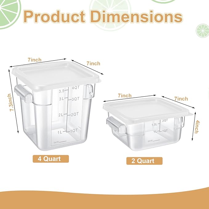Barydat 4 Pcs Square Food Storage Containers - Image 2