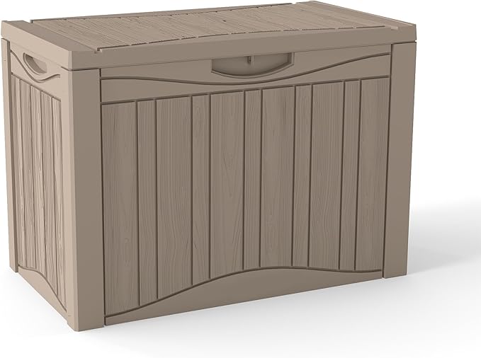 TARKARI 50 Gallon Lockable Resin Deck Box, Waterproof & UV-Resistant Outdoor Storage Box for Outdoor Cushion Storage, Garden Tools & Pool Accessories Storage, Gray by Home