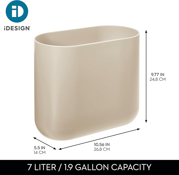 iDesign Small Slim Plastic Bathroom Trash Can, Garbage Can - Image 4
