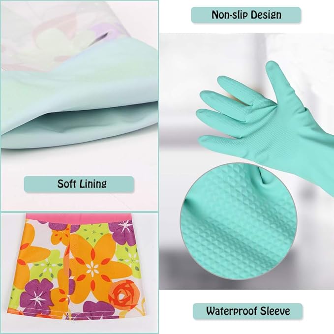 Dishwashing Rubber Gloves 3 Pairs, Aixingyun Non-Slip Household Laundry Kitchen - Image 5