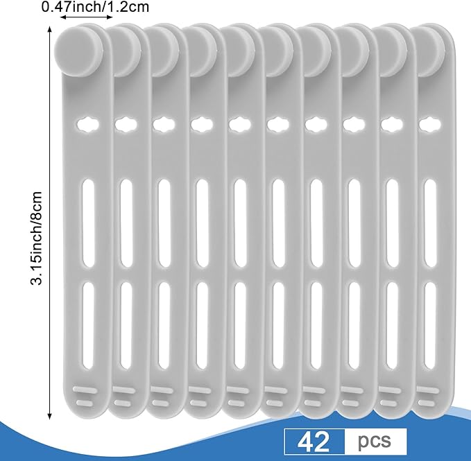 42 Pcs Silicone Cable Ties Reusable Cord Organizer Adjustable Data Cable Wraps - Image 2