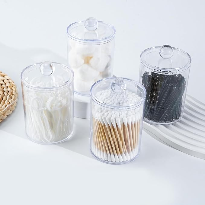 6 Pack Qtip Holder, Canister Apothecary Jar Set, Bathroom Jars - Image 5