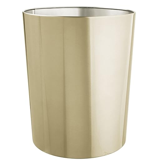 mDesign Round Metal Small 1.7 Gallon Recycle Trash Can Wastebasket, Garbage by mDesign
