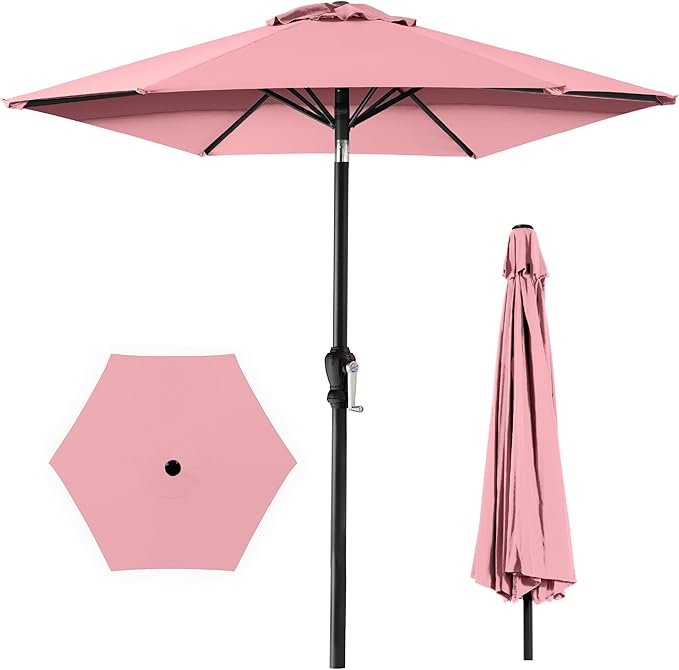 Best Choice Products 10ft Outdoor Table Compatible Steel Polyester Market Patio Umbrella w/Crank and Easy Push Button Tilt by BestChoiceProducts