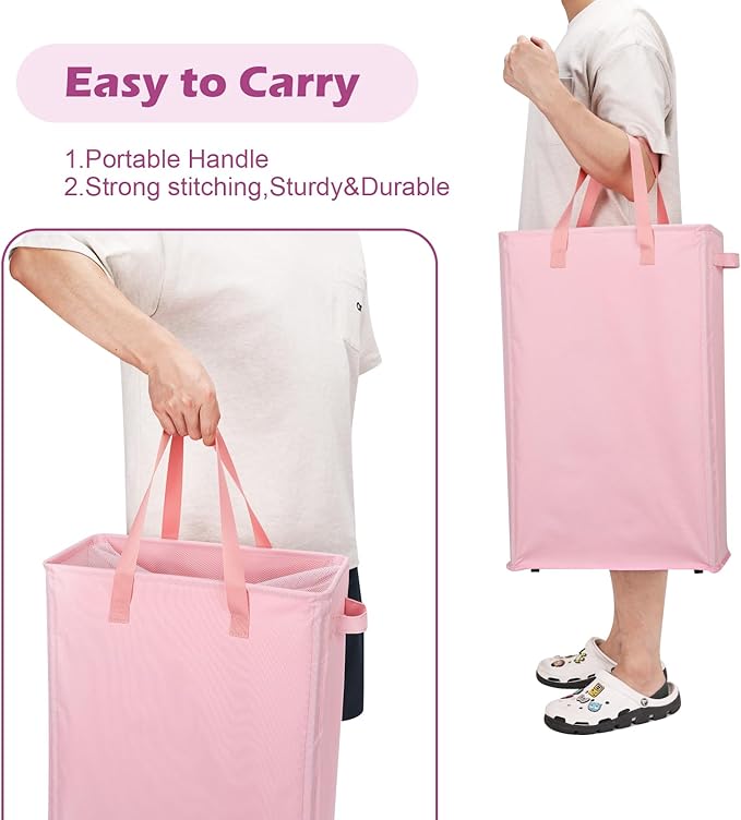Odonata Slim Laundry Hamper Handles Collapsible Laundry Basket Thin Dirty - Image 4