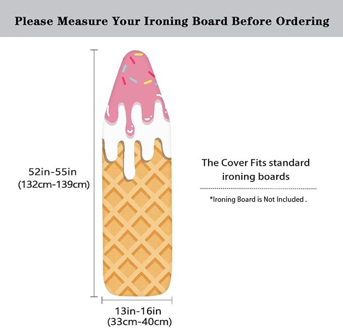 Ice Cream Print Ironing Board Cover Lightweight Ironing Board Protector Elastic - Image 5