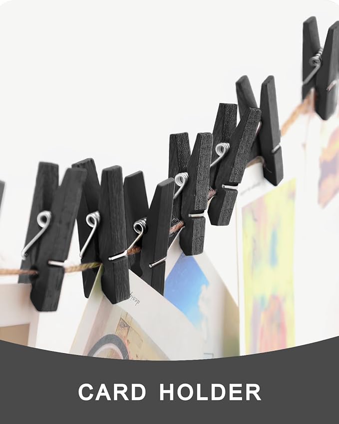 Mini Clothes Pins Wooden Colored Black Small Clothespins - Image 4