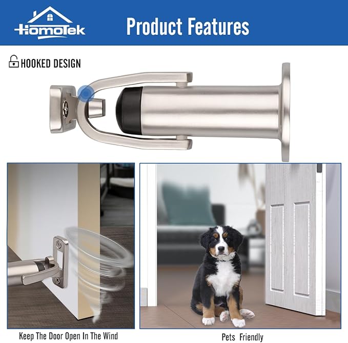 HOMOTEK Heavy Duty Latch Hook Stop Windproof, Door Holder Stopper - Image 3