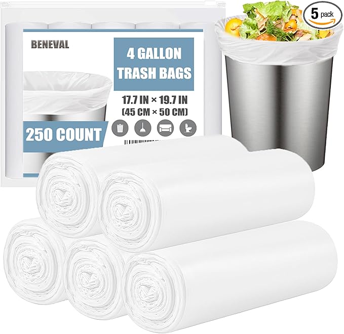 4 Gallon Small Trash Bags, Transparent by BENEVAL