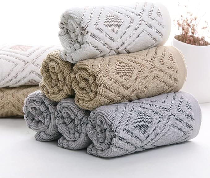Pidada Hand Towels Set of 2 Diamond Pattern 100% Cotton Absorbent Soft - Image 3