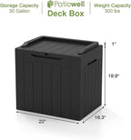 Patiowell 30 Gallon Resin Deck Box, Outdoor Storage Box for Patio Furniture, Deliveries, Pool Supplies,Waterproof and Lockable, Black - Image 6