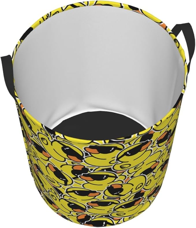 Cute Rubber Ducks With Funny Sunglasses Laundry Hamper Bag With Waterproof Liner - Image 2