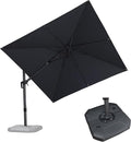 PURPLE LEAF 9.8' X 9.8' Tilting Patio Umbrella with Base Outdoor Cantilever Swivel Square Umbrella with Tilt Aluminum Offset Umbrella with 360-degree Rotation for Garden Deck Pool Patio Grey by PURPLELEAF