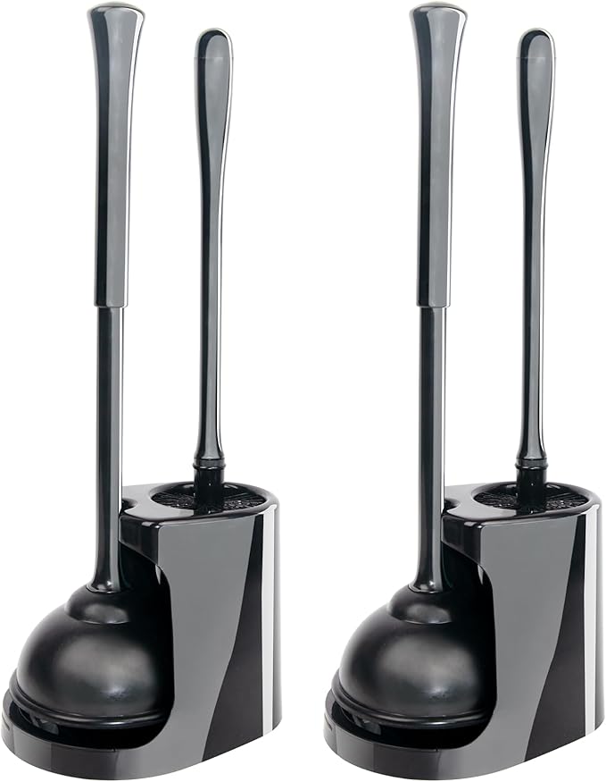 CELOX 2 Sets Black Toilet Brush and Plunger Set by CELOX