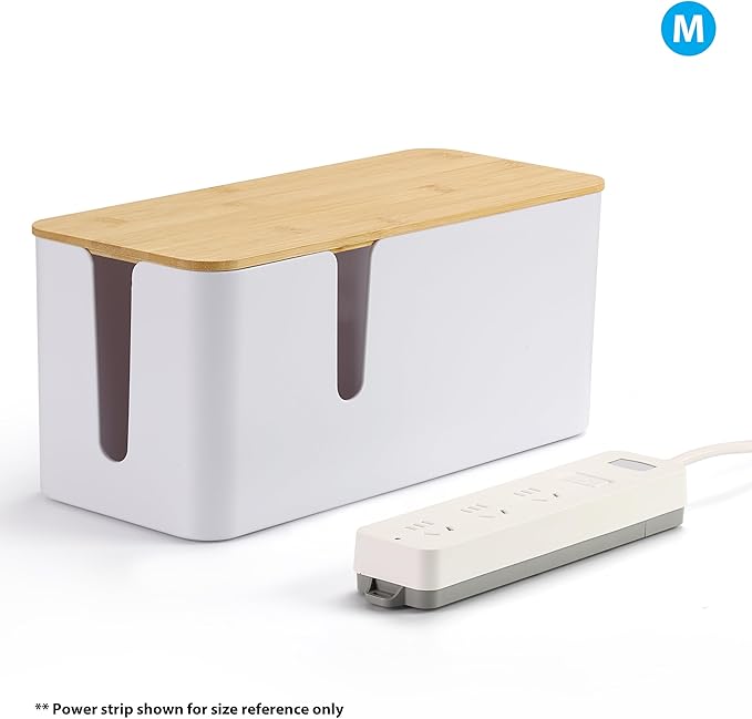 ZhiYo Bamboo Lid Cord Organizer Box, Safe ABS Cable Management Box - Image 8