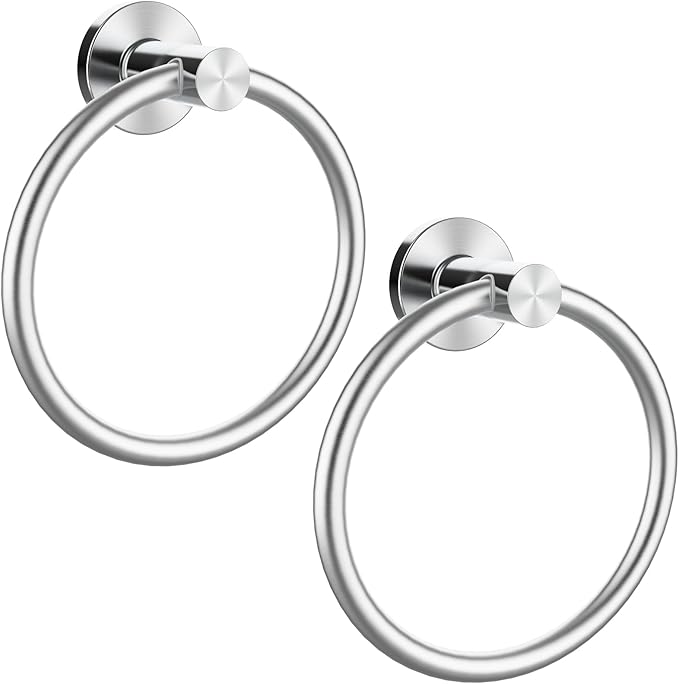 Brushed Silver Towel Ring 2Pack, SUS304 Stainless Steel Hand Towel Holder by Z-TIISON