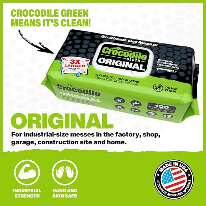 Crocodile Cloth Original Cleaning Wipes – 100 Hand & Tool Industrial Cleaning - Image 2