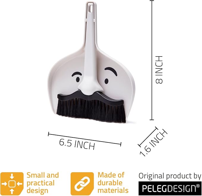 Peleg Design Dustache Small Dustpan and Brush Set, Mini Broom and Dustpan Set - Image 6