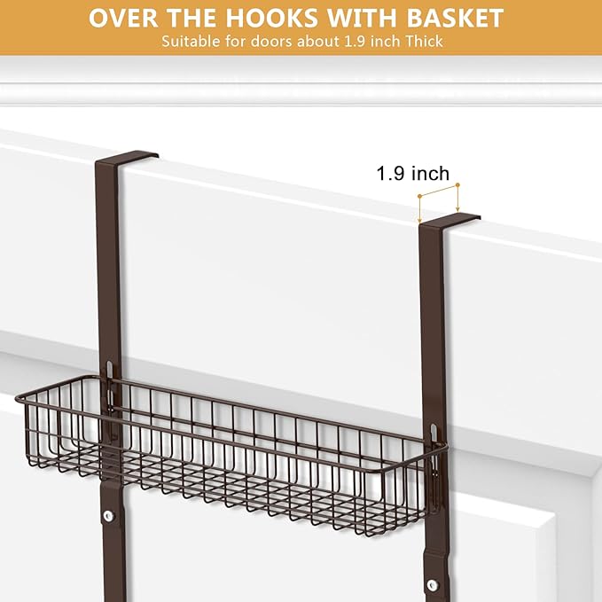Over the Door Basket Organizer 3 Tier Hanging Basket Door Shelf Rack Heavy Duty - Image 4