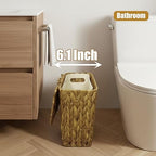 Yatmung Wicker Trash Can Small Bathroom Trash Can - Image 2