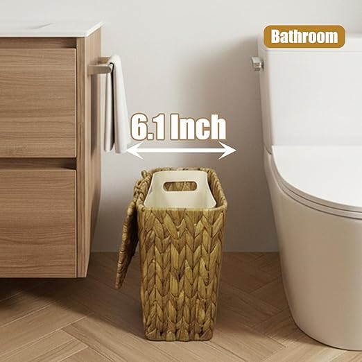Yatmung Wicker Trash Can Small Bathroom Trash Can - Image 2