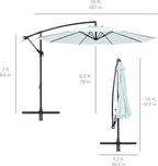 Best Choice Products 10ft Offset Cantilever Hanging Market Patio Umbrella, 8 Sturdy Ribs, Easy Adjustment - Baby Blue - Image 7