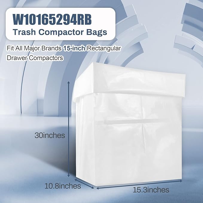 W10165294RB 15-Inch Trash Compactor Bags, Heavy Duty, Fits 15-inch Rectangular - Image 3