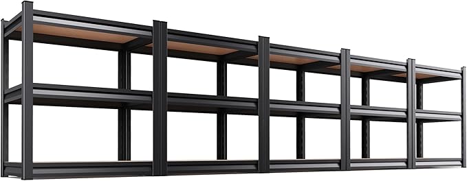 AOAORRG Set of 5 Garage Shelving Heavy Duty Storage Shelves, Metal Adjustable Shelving Unit, Utility Garage Organizer Shelf for Basement, Pantry, Kitchen, Warehouse, 15.7" Dx33.5 Wx35.4 H, Black by Unknown
