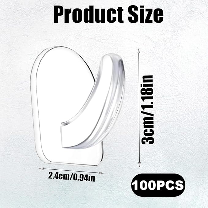 100 Pieces Clear Adhesive Wall Hooks - Image 2