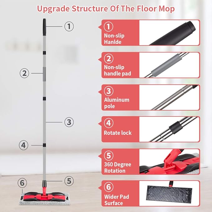 Microfiber Mops for Hardwood Floor Cleaning: MEXERRIS Flat Floor Mop - Image 4