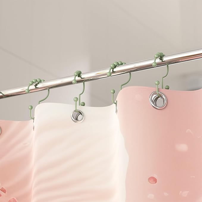 Titanker Shower Curtain Hooks Rings, Rust-Resistant Metal Double Glide Shower - Image 7