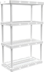 Gracious Living 4 Pack Light Duty Storage Shelves, Knect-A-Shelf 4-Shelf Ventilated Shelving Rack Organizer for Home, Garage, Basement & Laundry, White - Image 9