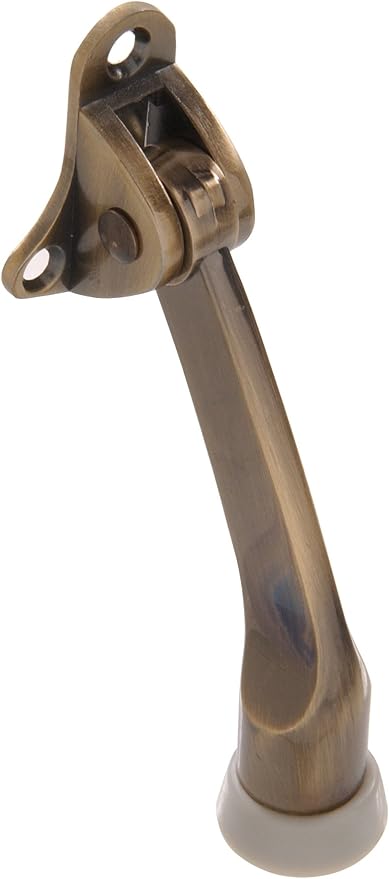 The Hillman Group 851804 4-Inch Kickdown Door Stop, Antique Brass by Hillman