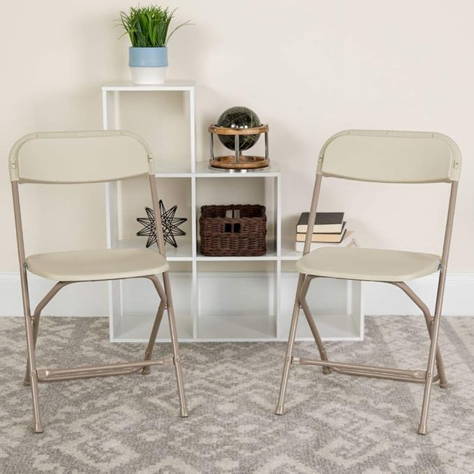 Flash Furniture Hercules™ Series Plastic Folding Chair - Beige - 2 Pack 650LB Weight Capacity Comfortable Event Chair-Lightweight Folding Chair - Image 2
