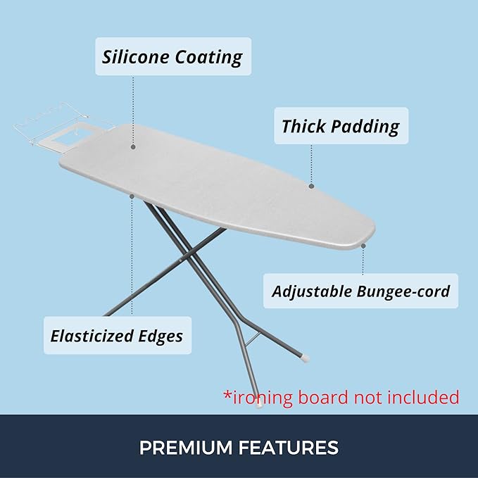 SAVUK Ironing Board Cover and Pad Standard Size Silicone Coated 4 Layers 15x54 - Image 3