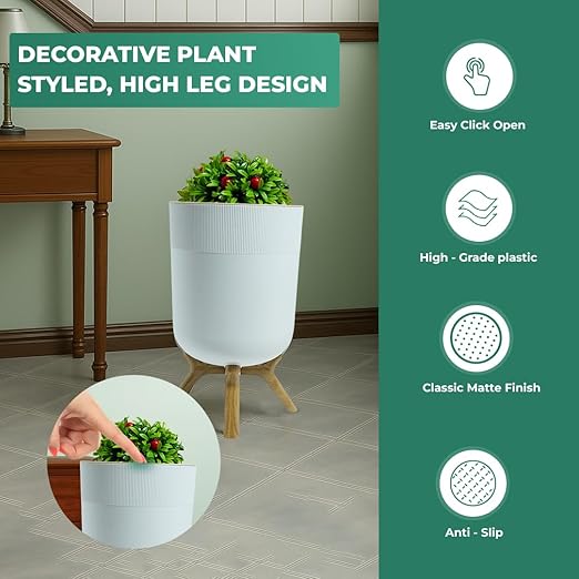 Small Bathroom Trash Can with Plant Style Lid, 1.8 Gallon, Small Bathroom - Image 2