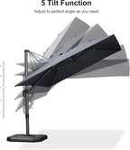 PURPLE LEAF 9' X 12' Right-left Tilt Patio Umbrella with Base Outdoor Cantilever Swivel Rectangle Umbrella Aluminum Offset Umbrella with 360-degree Rotation for Garden Deck Pool Patio Grey - Image 8