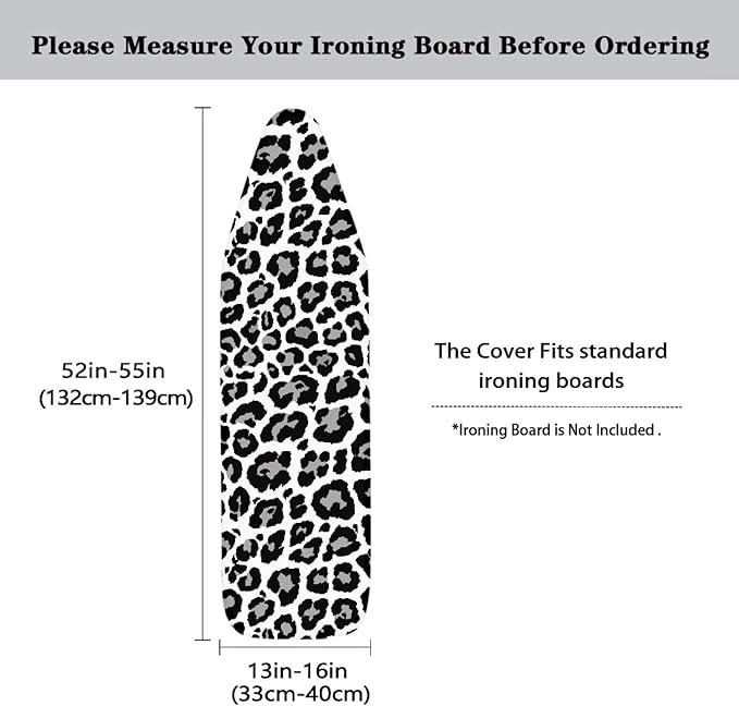Black White Leopard Ironing Board Cover and Pad 15 X 54 Inch 3D Print Iron - Image 5