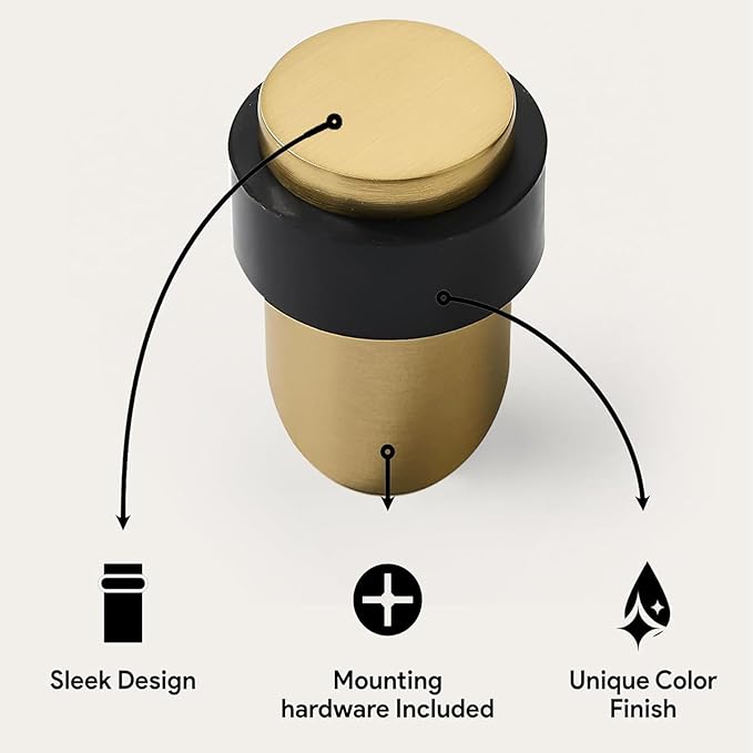 KHTUMEWARE 4 Pack 2-1/2 in Floor Door Stopper, Satin Brass Door Stop, Wall - Image 3
