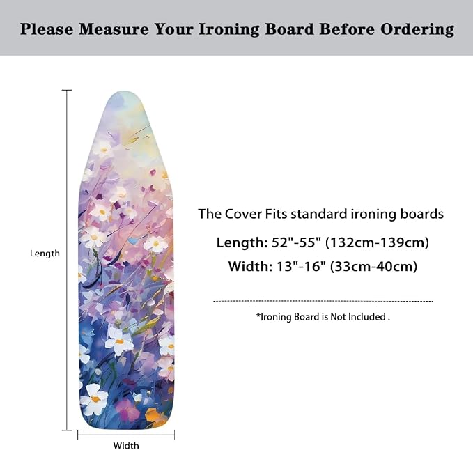 Daisy Print Ironing Board Pad, Extra Thick Heavy Duty Pad Covers - Image 6