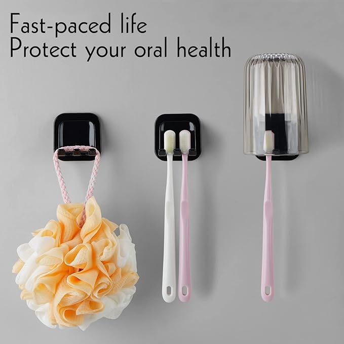 2 PCS Self-Adhesive Toothbrush Holders Wall Mounted, Water Proof Toothbrush Hook - Image 4