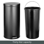 mDesign Tall 30 Liter / 7 Gallon Large Round Metal Lidded Step Trash Can - Image 5