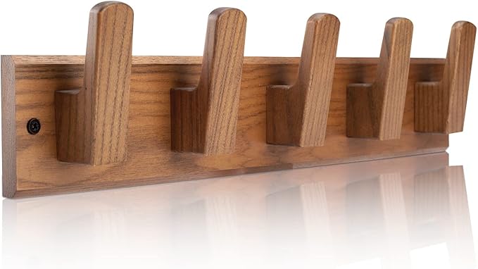 Wood Coat Rack Wall Mount with 5 Hooks, Natural Wall Coat Hook by YTJG