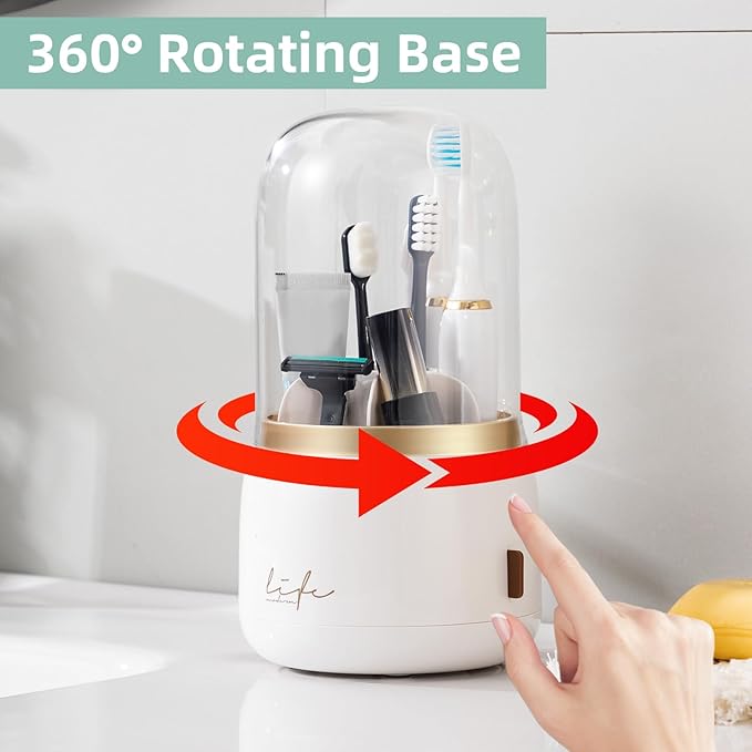 Toothbrush Holders for Bathrooms, Rotating 7 Slots Electric Toothbrush Holders - Image 2