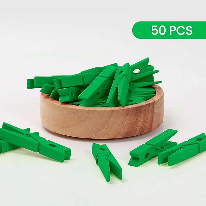 50PCS Colored Wooden Clothespins, 2.9inch Green Clothes Pins - Image 3