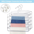 FeeraHozer Pants Hangers Space Saving 3 Pack No Slip 5 Layers Multi Functional - Image 6
