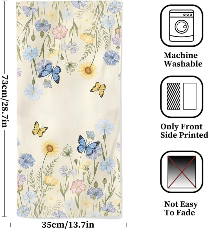 Watercolor Floral Hand Towels, 2 Packs 28.7X 13.7 Inch Spring Summer Bathroom - Image 2