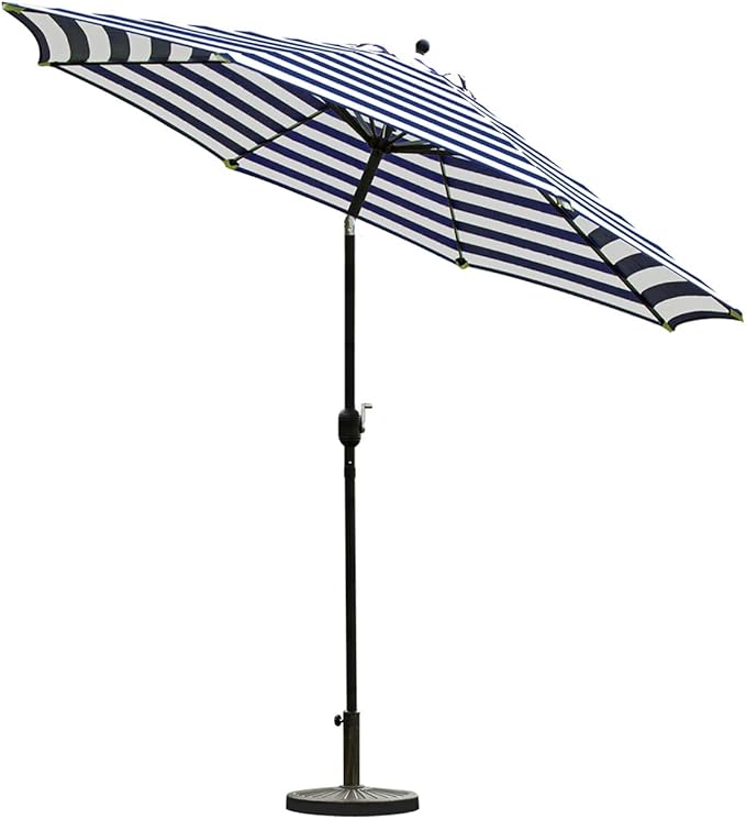 Sunnyglade 9' Patio Umbrella Outdoor Table Umbrella with 8 Sturdy Ribs (Blue and White) - Image 2